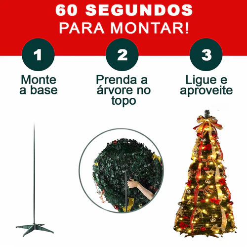 Árvore de Natal Retrátil - Fácil instalação, Super elegante & Charmosa (OFERTA DA BLACK) + BRINDE EXCLUSIVO