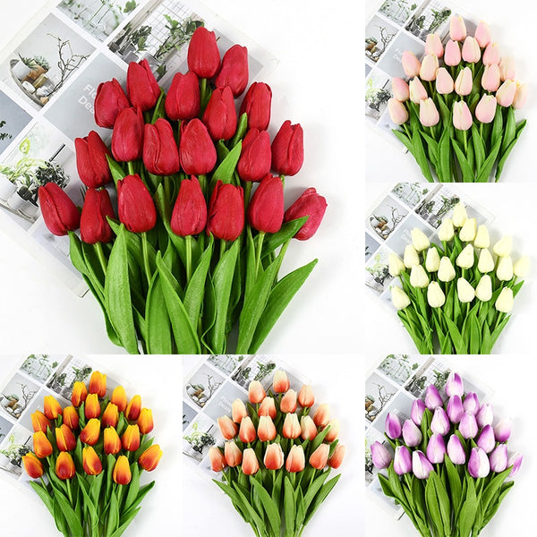 Tulipa Flor Artificial Buquê com 10 Unidades